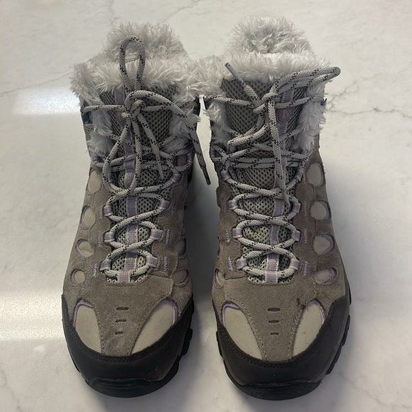 Women’s Merrell Ridgepass Mid Waterproof Brindle/ Seafog Hikers Size 10 - Picture 2 of 11